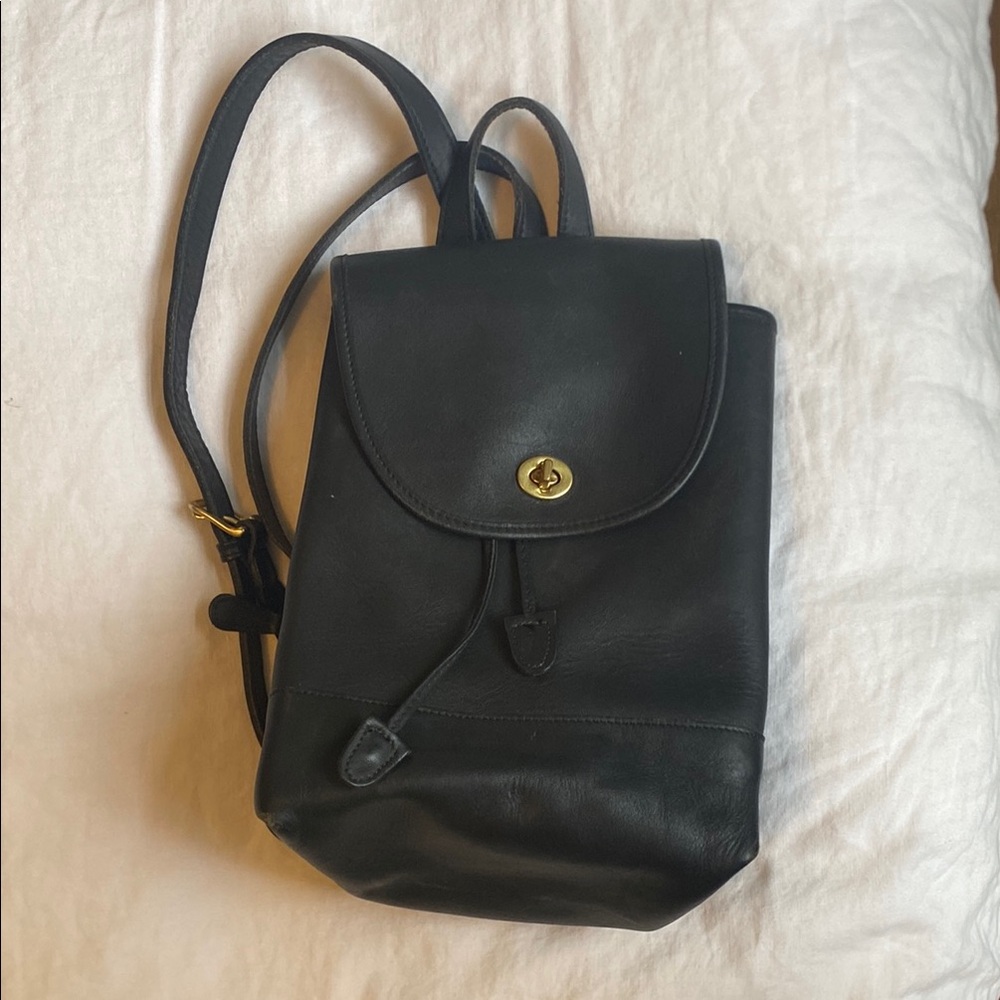 Coach Black Leather Backpack, Made in USA